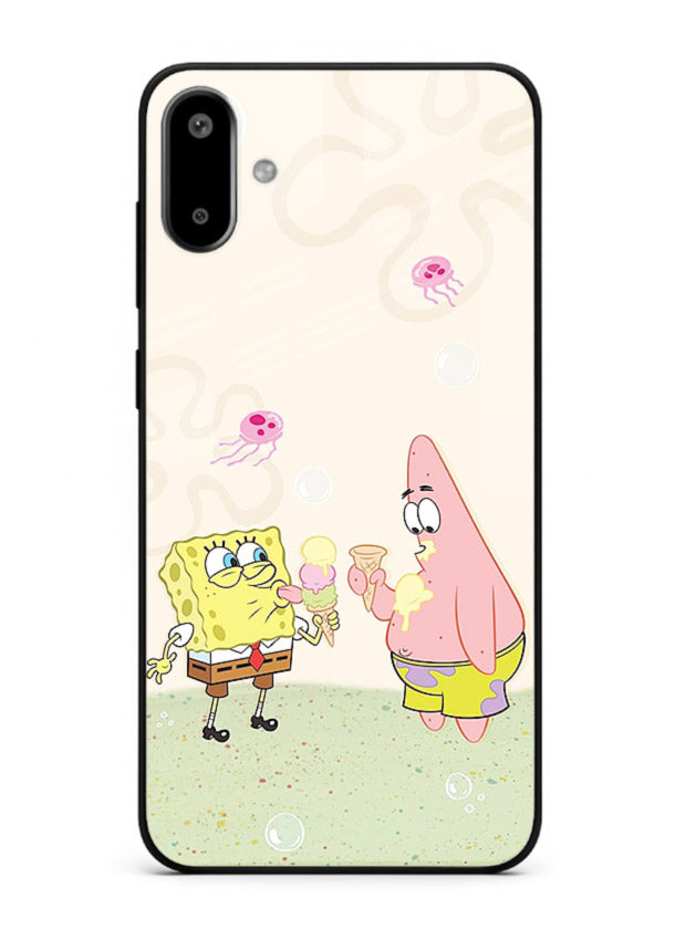 SpongeBob Patrick Fun cartoon artwork Samsung F06 5G glass back cover