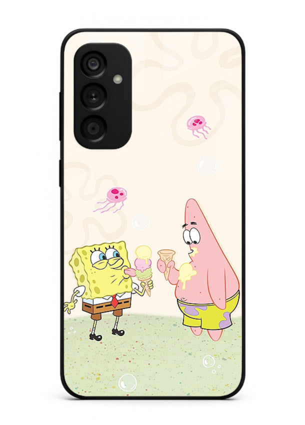 SpongeBob Patrick Fun cartoon artwork Samsung M13 4G glass back cover