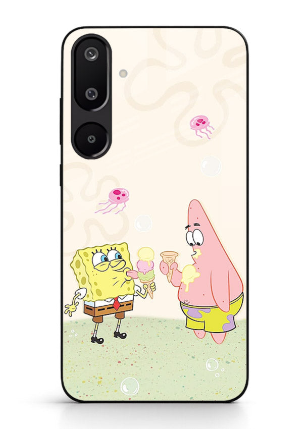 SpongeBob Patrick Fun cartoon artwork Samsung M16 5G glass back cover