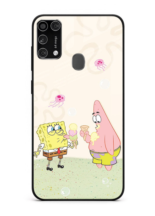 SpongeBob Patrick Fun cartoon artwork Samsung M31 Prime glass back cover