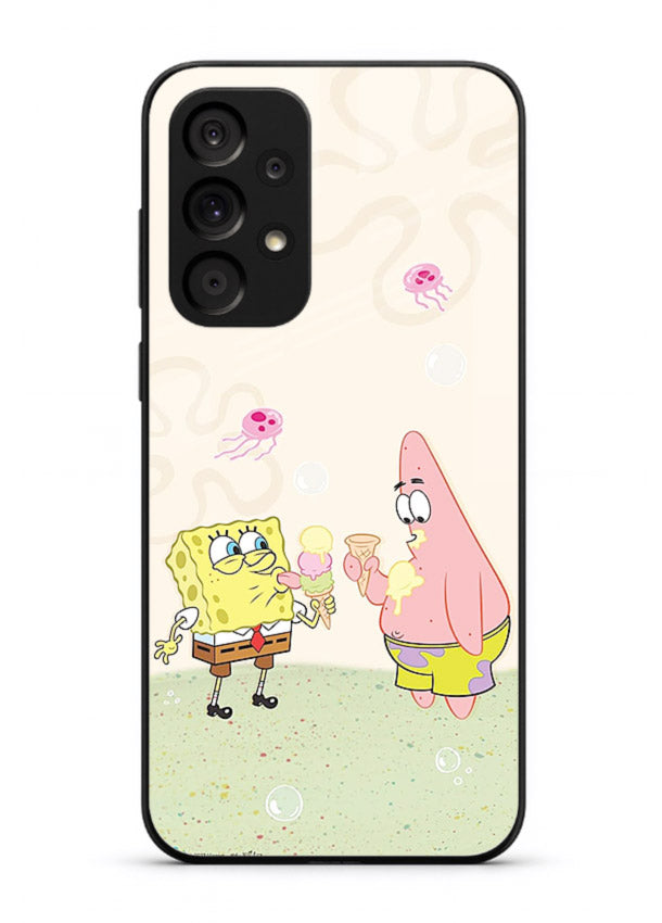 SpongeBob Patrick Fun cartoon artwork Samsung A73 5G glass back cover