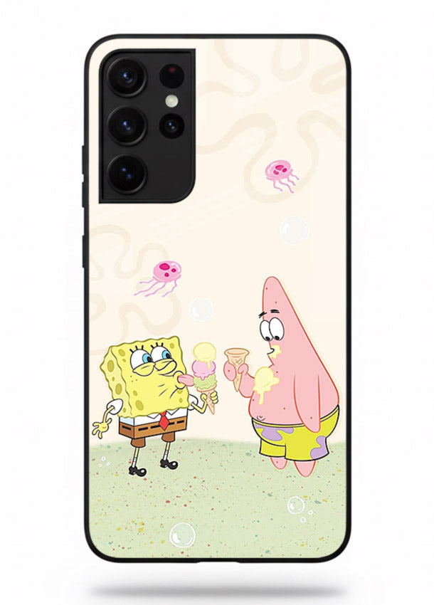 SpongeBob Patrick Fun cartoon artwork Samsung S21 Ultra glass back cover