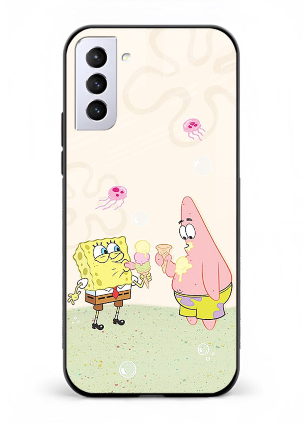 SpongeBob Patrick Fun cartoon artwork Samsung S21 Plus glass back cover