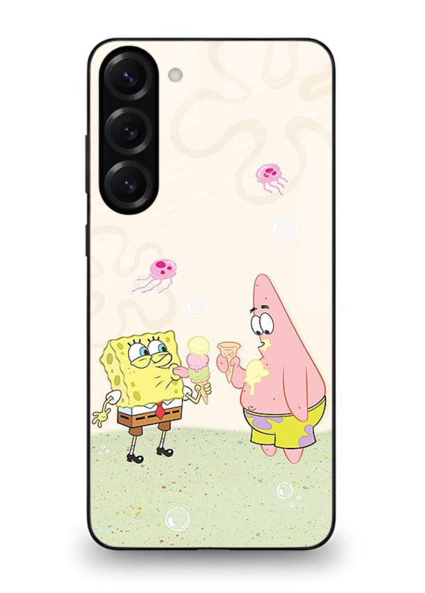 SpongeBob Patrick Fun cartoon artwork Samsung S23 Plus glass back cover