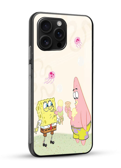 SpongeBob Patrick Fun cartoon artwork glossy vibrant premium glass back cover - Angle Side