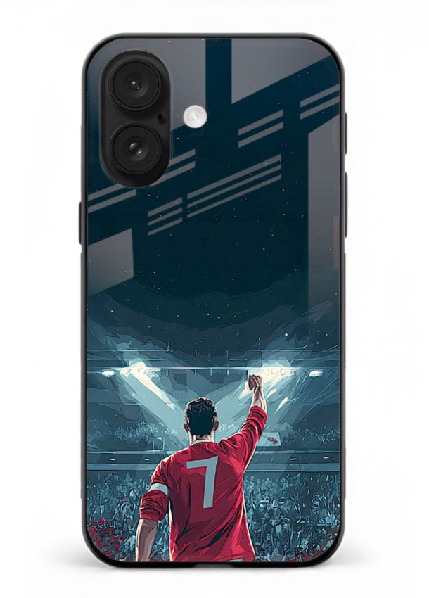 Stadium number seven football design on glossy tempered glass iPhone 18 back cover