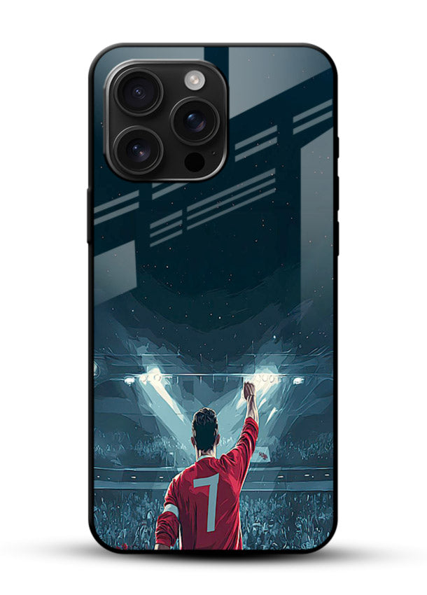 Stadium number seven football design on glossy tempered glass mobile back cover - 1