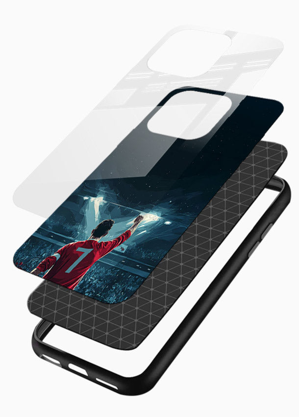 Stadium number seven football design on glossy tempered glass mobile back cover - 3