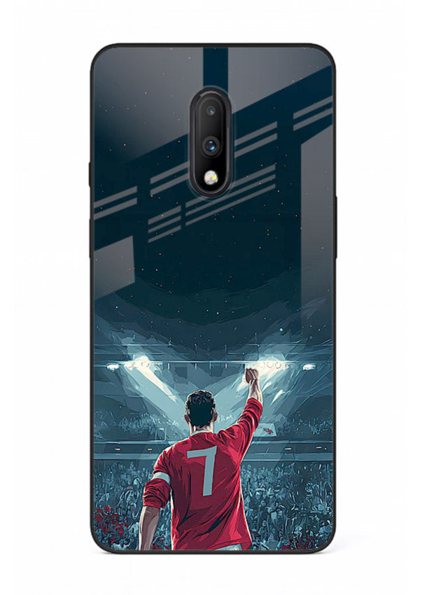 Stadium number seven football design on glossy tempered glass OnePlus 7 back cover
