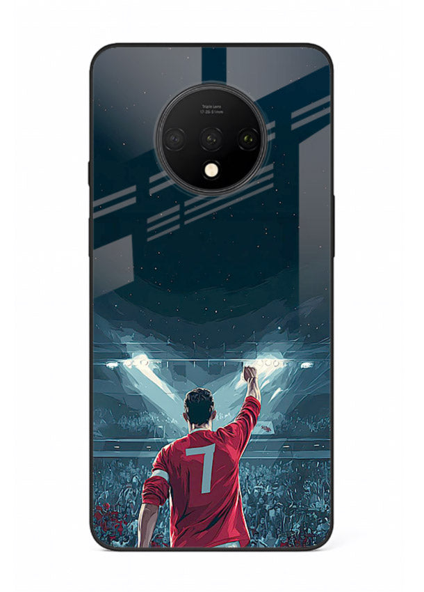 Stadium number seven football design on glossy tempered glass OnePlus 7T back cover