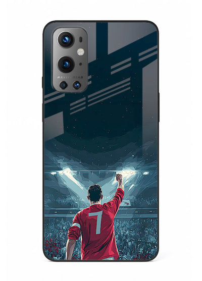 Stadium number seven football design on glossy tempered glass OnePlus 9 back cover