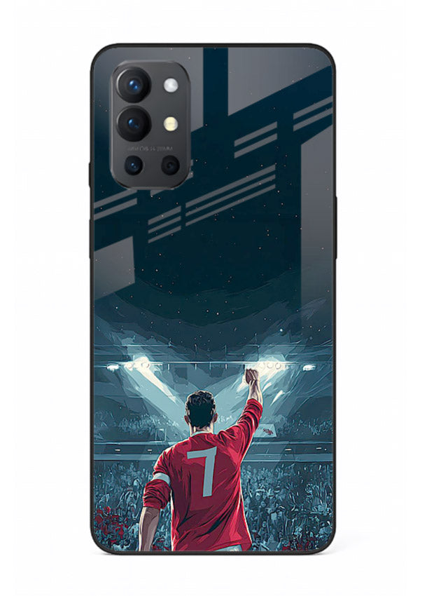 Stadium number seven football design on glossy tempered glass OnePlus 9R back cover