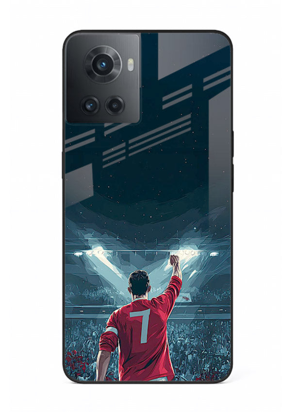 Stadium number seven football design on glossy tempered glass OnePlus 10R back cover