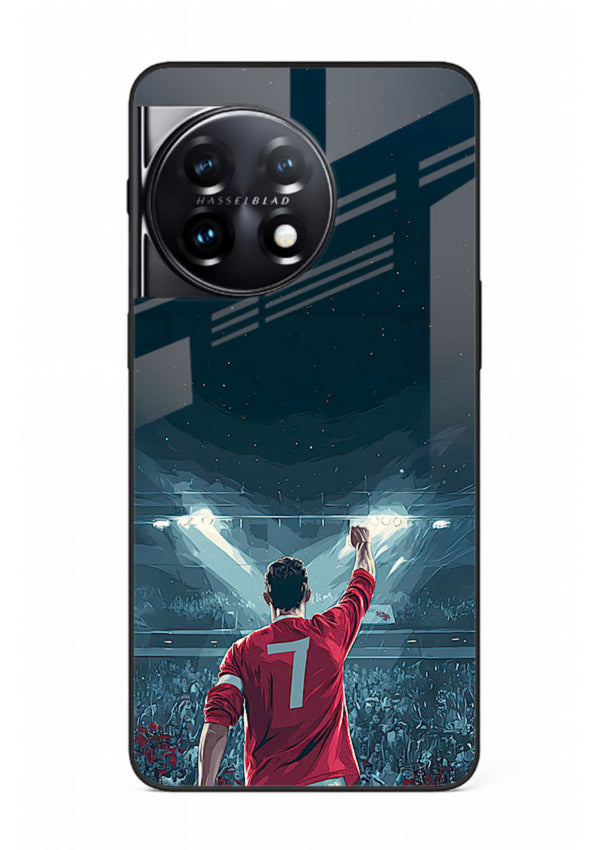 Stadium number seven football design on glossy tempered glass OnePlus 11 back cover