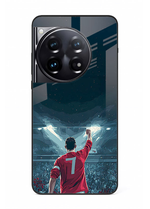 Stadium number seven football design on glossy tempered glass OnePlus 12 back cover