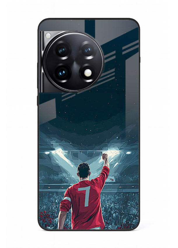 Stadium number seven football design on glossy tempered glass OnePlus 12R back cover