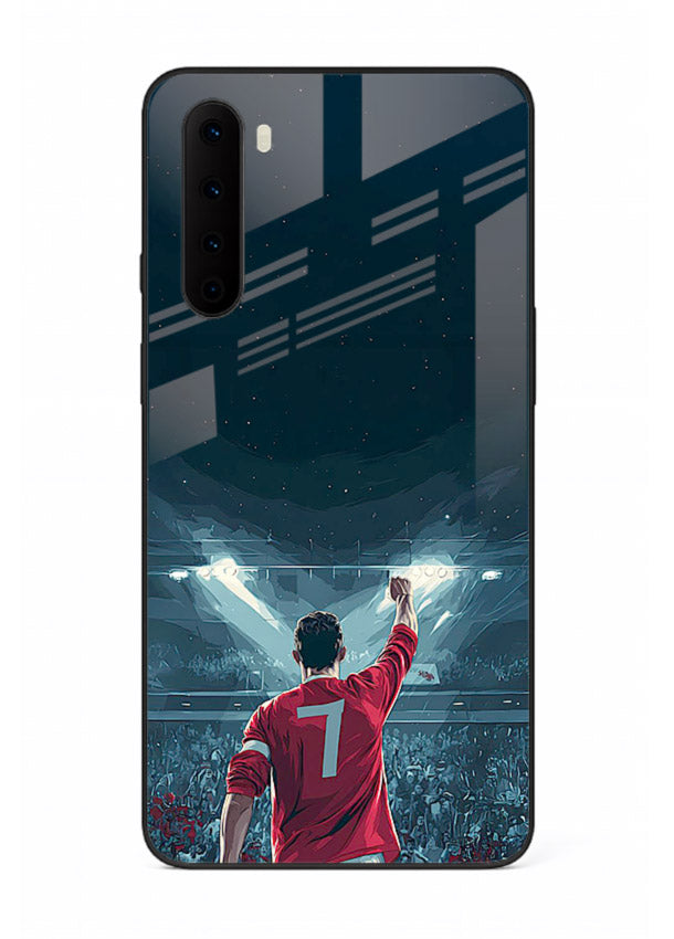 Stadium number seven football design on glossy tempered glass OnePlus Nord back cover