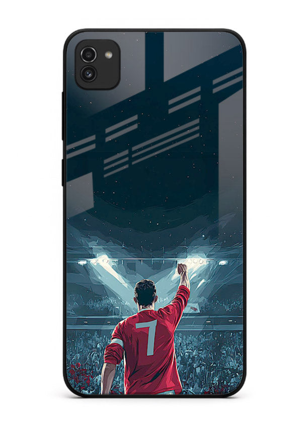 Stadium number seven football design on glossy tempered glass Samsung A03 back cover
