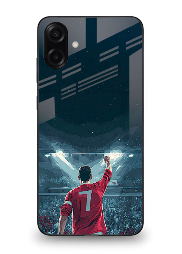Stadium number seven football design on glossy tempered glass Samsung A07 4G back cover