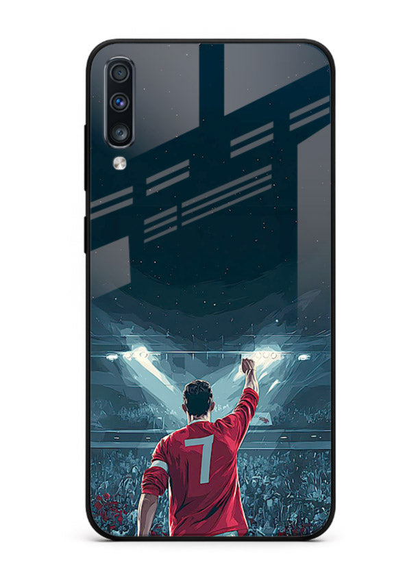 Stadium number seven football design on glossy tempered glass Samsung A50 back cover