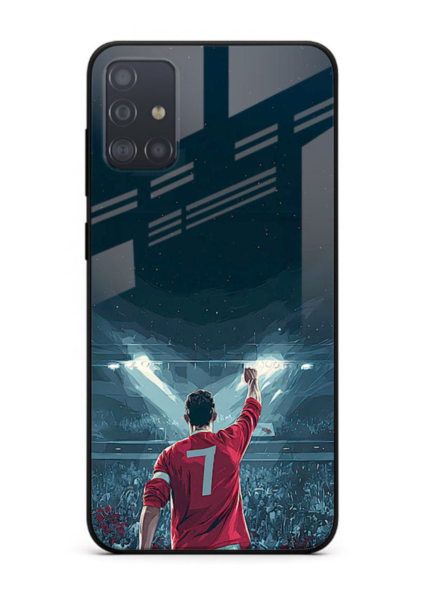 Stadium number seven football design on glossy tempered glass Samsung A71 back cover