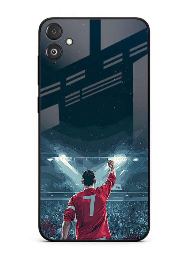 Stadium number seven football design on glossy tempered glass Samsung F05 5G back cover