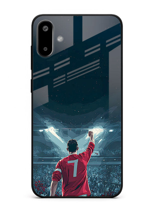 Stadium number seven football design on glossy tempered glass Samsung F06 5G back cover