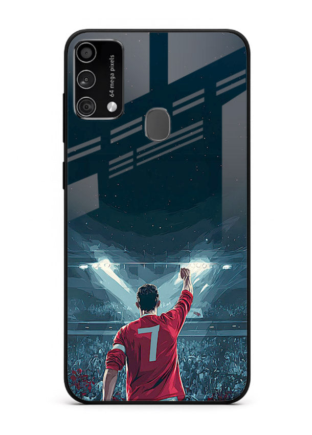 Stadium number seven football design on glossy tempered glass Samsung F41 back cover