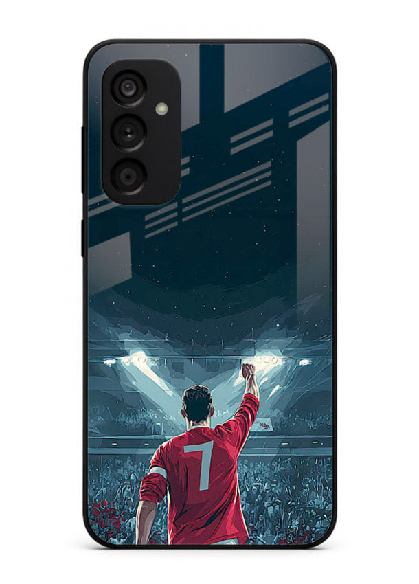 Stadium number seven football design on glossy tempered glass Samsung A34 5G back cover