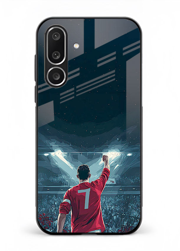 Stadium number seven football design on glossy tempered glass Samsung M36 5G back cover