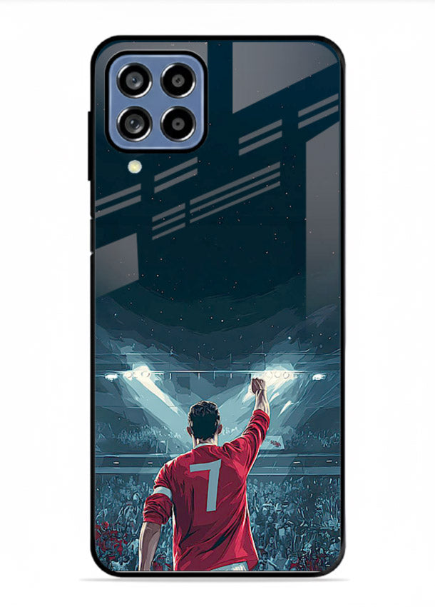 Stadium number seven football design on glossy tempered glass Samsung F62 back cover