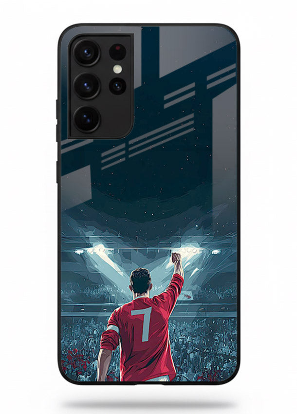 Stadium number seven football design on glossy tempered glass Samsung S21 Ultra back cover