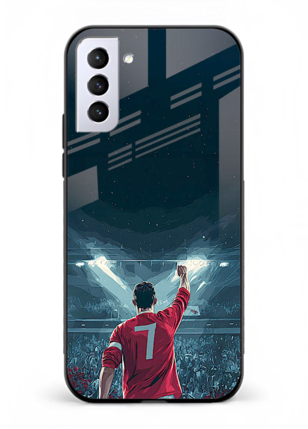 Stadium number seven football design on glossy tempered glass Samsung S21 FE back cover