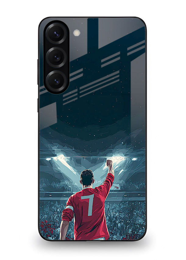 Stadium number seven football design on glossy tempered glass Samsung S23 back cover