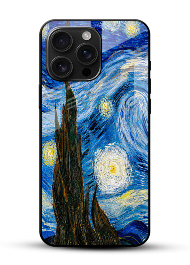 Starry Night Art glass back cover with swirling night sky design - 1