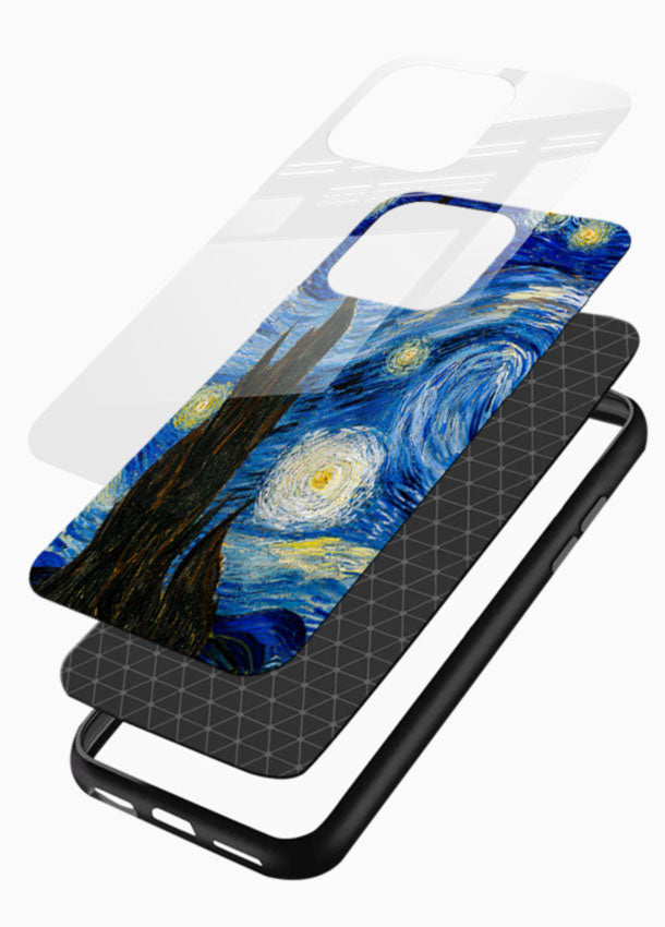 Starry Night Art glass back cover with swirling night sky design - 3