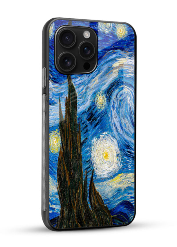 Starry Night Art glass back cover with swirling night sky design - 2