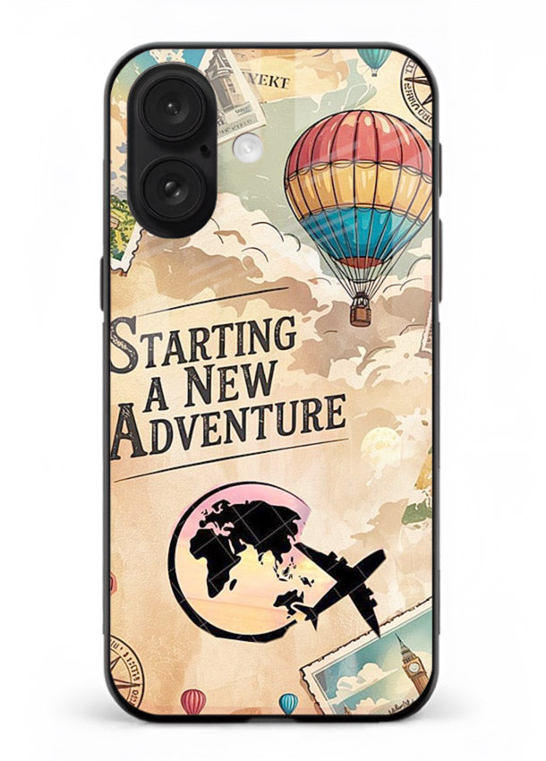 Starting New Adventure artwork iphone 16 plus glass back cover