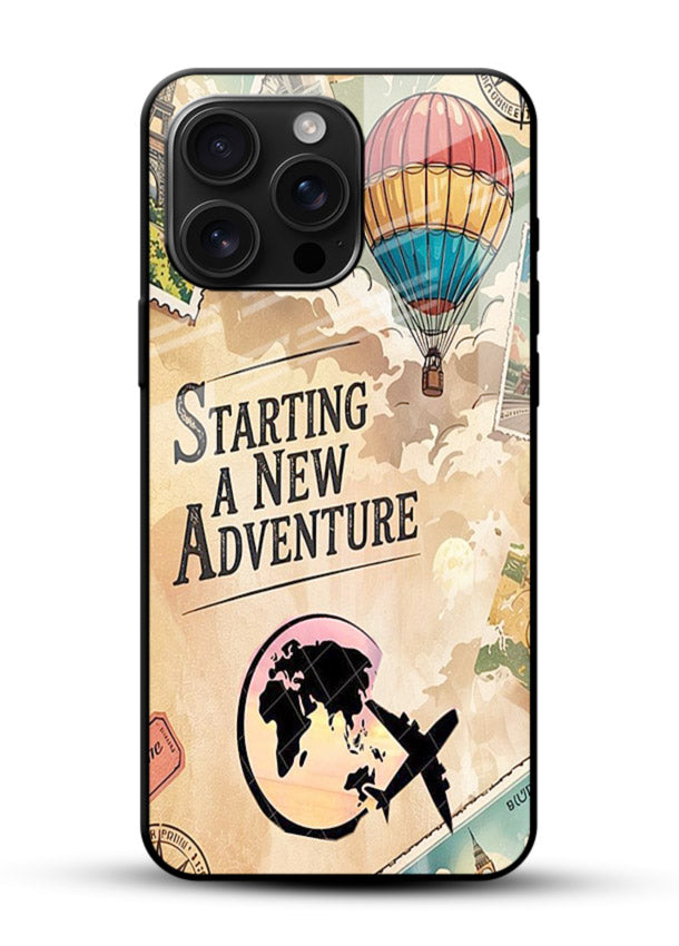 Starting New Adventure artwork glossy vibrant premium glass back cover - Angle Front