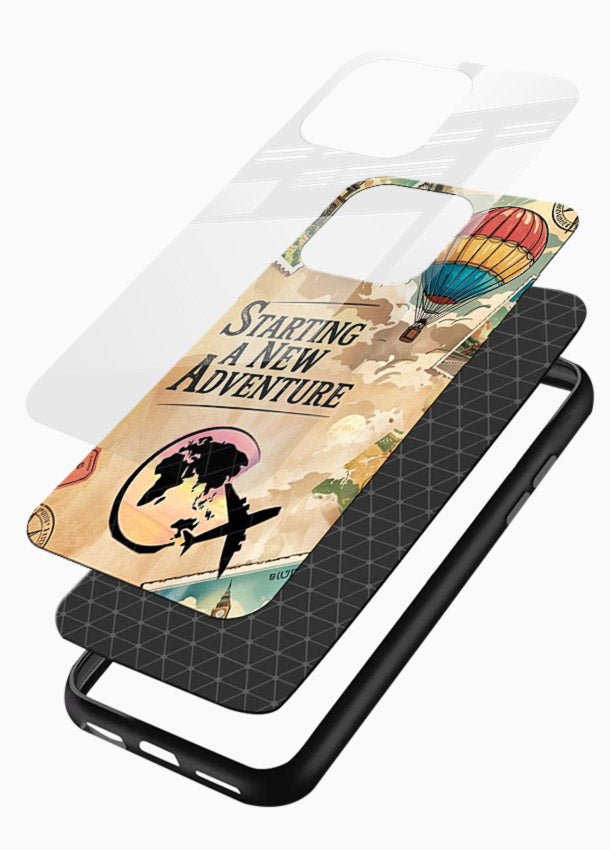 Starting New Adventure artwork glossy vibrant premium glass back cover - Angle Layers