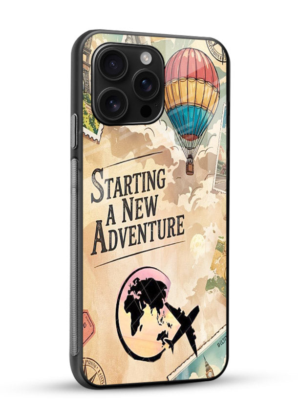 Starting New Adventure artwork glossy vibrant premium glass back cover - Angle Side