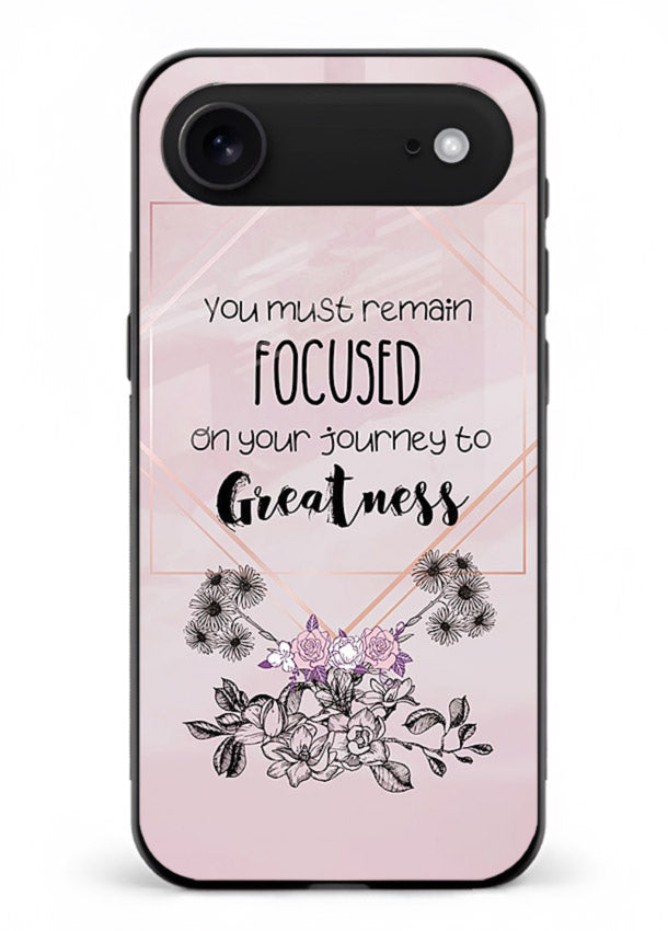 Geometric floral motivational artwork printed on iphone 17 air glass back cover with balanced tones.
