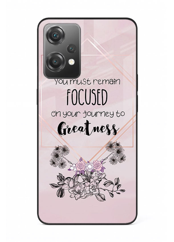Geometric floral motivational artwork printed on OnePlus Nord CE2 Lite 5G glass back cover with balanced tones.