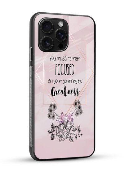 Geometric floral motivational artwork printed on glossy vibrant premium glass back cover with balanced tones. - Angle Side