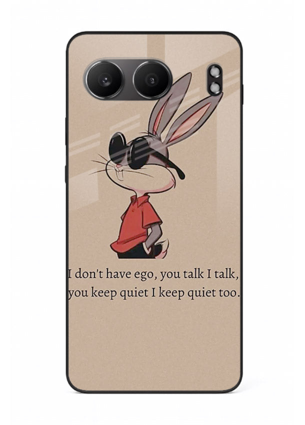 Confident bunny illustration printed on OnePlus Nord 4 glass back cover with playful tone.