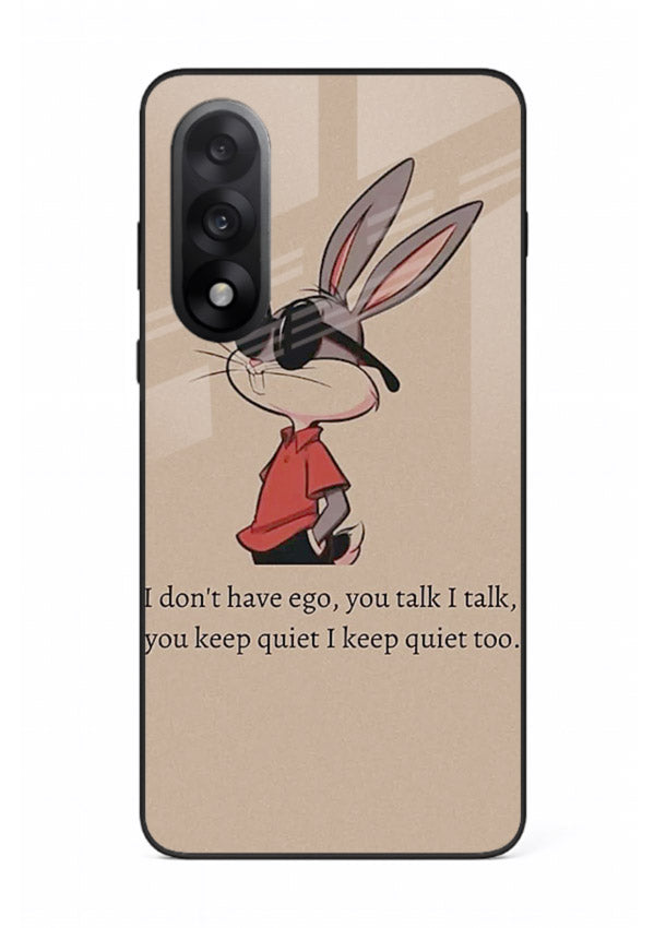 Confident bunny illustration printed on OnePlus Nord 5 glass back cover with playful tone.