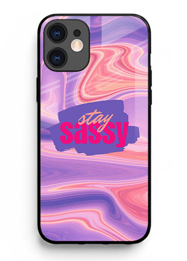 Stay Sassy Waves aesthetic illustration iphone 11 glass back cover
