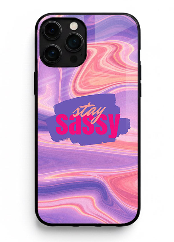 Stay Sassy Waves aesthetic illustration iphone 14 pro max glass back cover