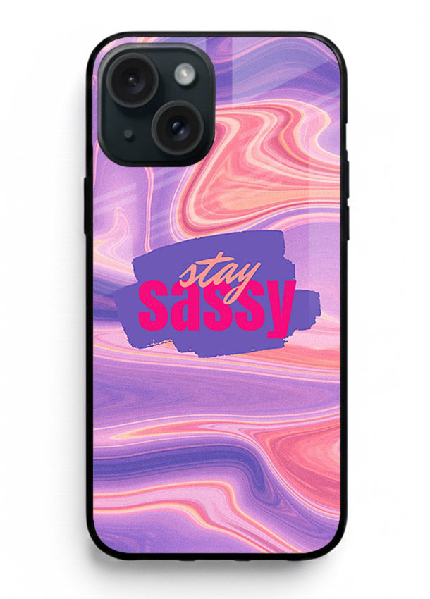 Stay Sassy Waves aesthetic illustration iphone 13 glass back cover