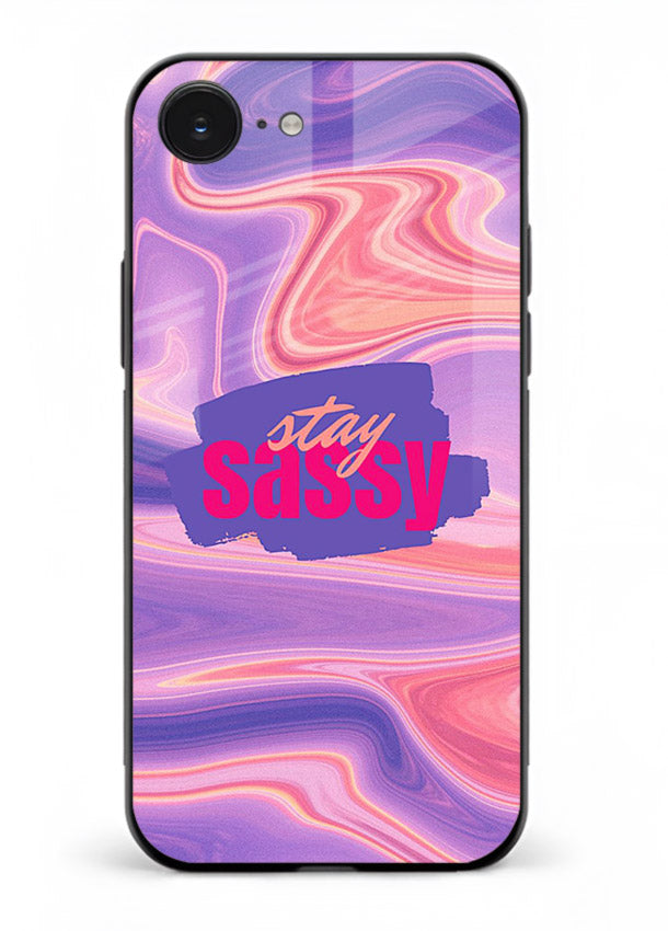 Stay Sassy Waves aesthetic illustration iphone 16e glass back cover